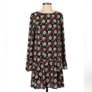 Sfera Collection daisy and polka dot stripe long sleeved drop waist dress - sm